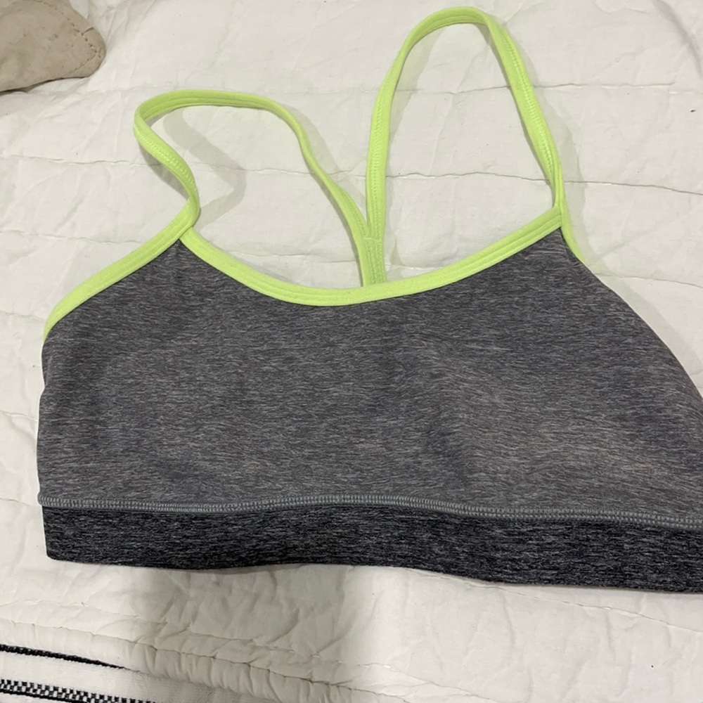 Neon green and gray lululemon sports bra